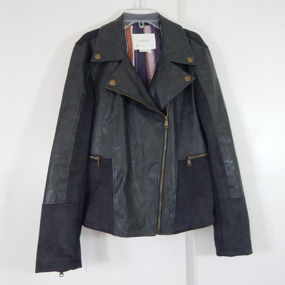 Anthropologie Jackets & Blazers - ANTHROPOLOGIE faux leather moto jacket motorcycle vegan zip up crop gray M